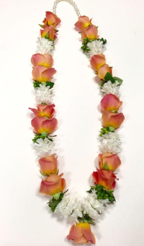 Peach & White Floral Elegance- Budget Varmala