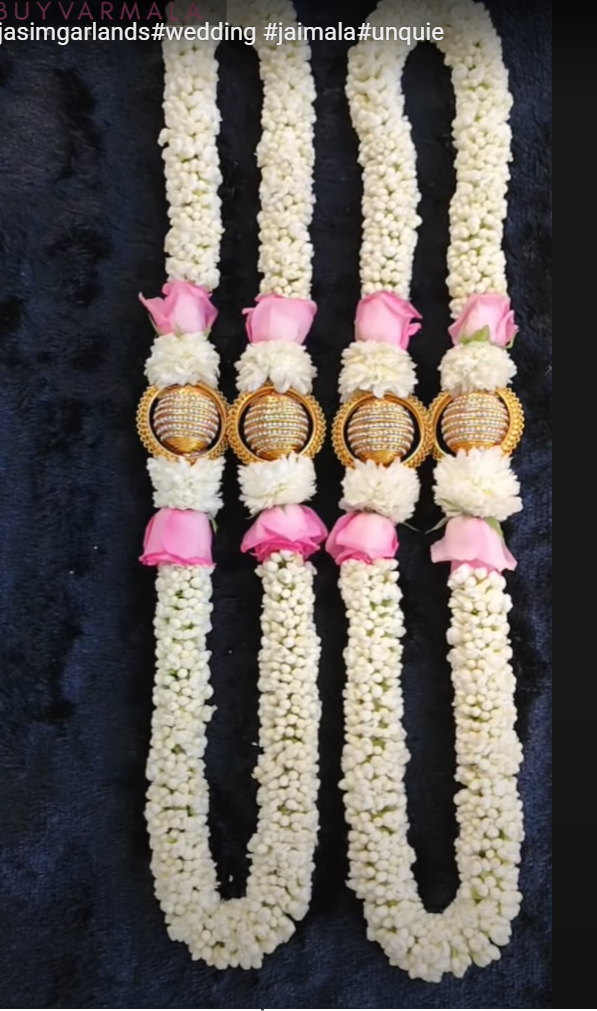 Mogar Jasime Buds Pink Roses Golden Prop Garlands