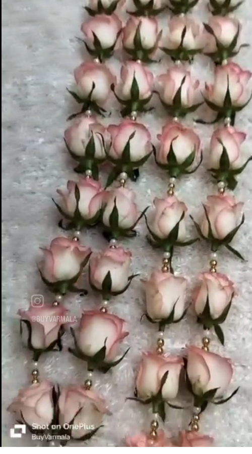 Pink Jumelia Roses with Golden & White Pearls