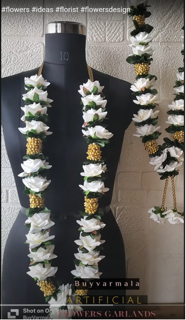 Artificial White Roses and Golden Bells Garlands