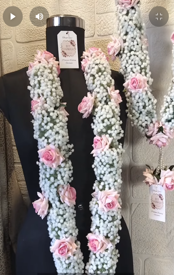 Artificial Pink Roses and white Baby Breath garlands design